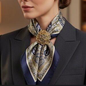 Vintage Gold Tone Filigree Flower Scarf Slide Clip Ring